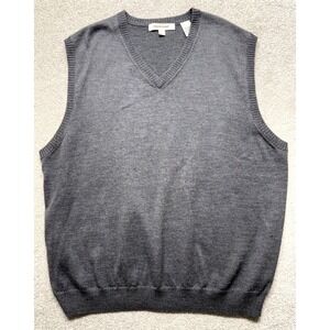 Pronto Uomo V-Neck Merino‎ Wool Vest Sweater Men's XL Gray Classic Sleeveless